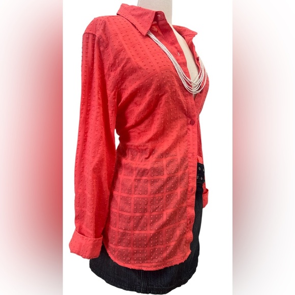 Christopher & Banks Coral Button-Down Shirt - Picture 5 of 8